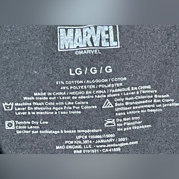 Marvel Periodic Table of Heroe Short Sleeve Black Graphic Tee. T-Shirt. Large. - Picture 7 of 9